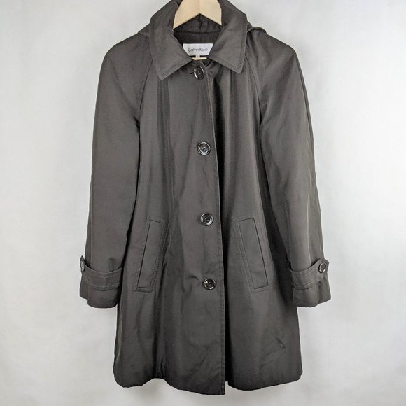 Calvin Klein Jackets & Blazers - Calvin Klein Black Button Front Hooded Trench Coat
